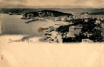 Nice, France, vintage, scenic view, postcard back, Souvenir de Nice Postcard
