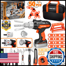 50PCS Kids Tool Set for Boys Ages 3 4 5 6 Years Old - Pretend Play Construction