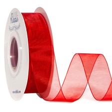 Red Sheer Organza Ribbon,1 Inch x Continuous 50 Yard Use for Gift Wrapping,Bo...