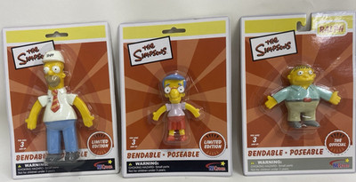 3 X Vintage Simpsons Bendy Figures Homer Simpson , Ralph Wiggum Milhouse 2007
