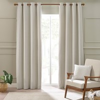 Catherine Lansfield Stab Stitch Fully Lined Eyelet Curtains Pair Natural