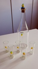 BOTTIGLIA x LIMONCELLO o VODKA e 5 BICCHIERI DI VETRO SOFFIATO - LEGGI TESTO