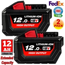 2-Pack 18V Battery For Milwaukee Tool for M18 Batteries 12.0AH Extended Capacity