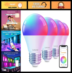 Smart LED Light Bulbs Color Changing RGBTW, WiFi & Bluetooth, Music Sync, 4-Pack
