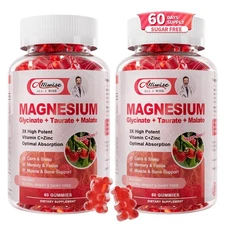 2Pack Magnesium Glycinate Gummies 500mg,Magnesium Supplement with Taurate,