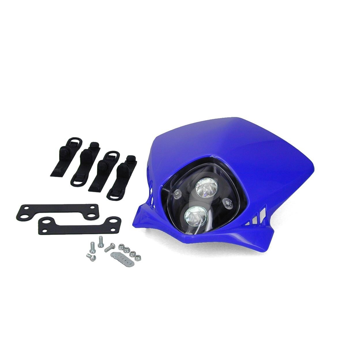 Plaque phare Duke bleue halogène pour session nocturne en dirt bike