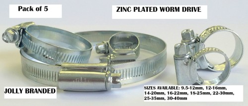 Paquete de 5 clips/abrazaderas de manguera de accionamiento de gusano alegre chapados en zinc tamaños 9,5-12 mm - 30-40 mm - Imagen 14 de 19