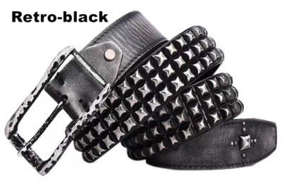 Real Leather Waist Belt Heavy Metal Rivet Studded Unisex Punk