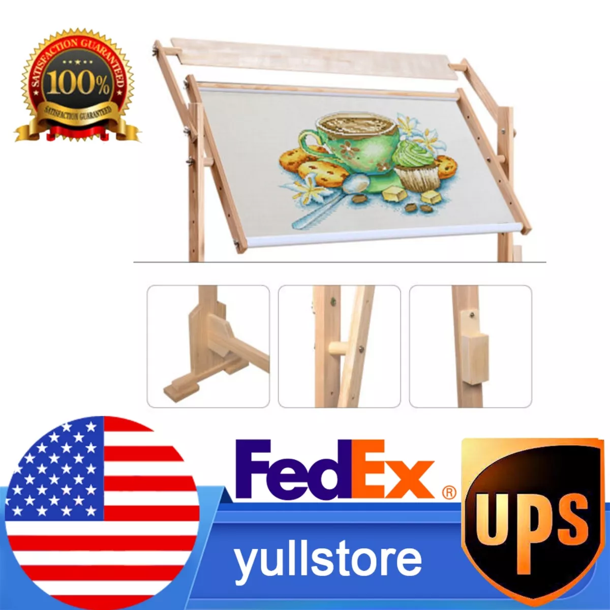 Wood Floor Stand for Cross Stitch Frame Adjustable Embroidery Stand 