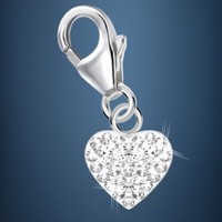 Herz Charm 925 Sterling-Silber Mit Zirkonia Herren Damen AnhäNger FüR Armband