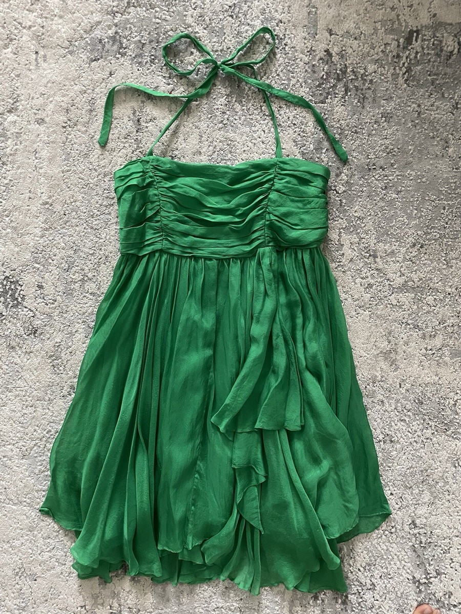 Alice and Olivia Sheath Layered Green Silk Dress Size S