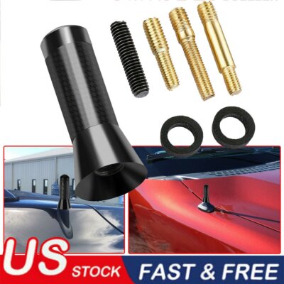 1.4'' Carbon Fiber Car Am/Fm Radio Auto Short Antenna Stubby Screw Aluminum Black