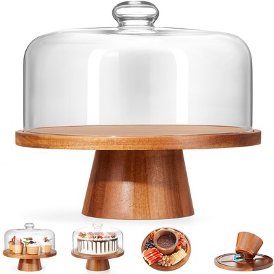 Cake Stand with Dome Lid Cake Display Server Tray for Birthday