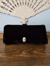 Vintage Garay Brown Velvet Clutch Rhinestone Closure