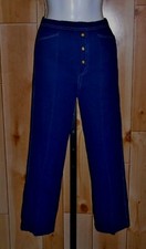 Girl's VTG 1970s Blue Stretch Denim Pants Faux Button Fly Rear Pocket Sz L NOS
