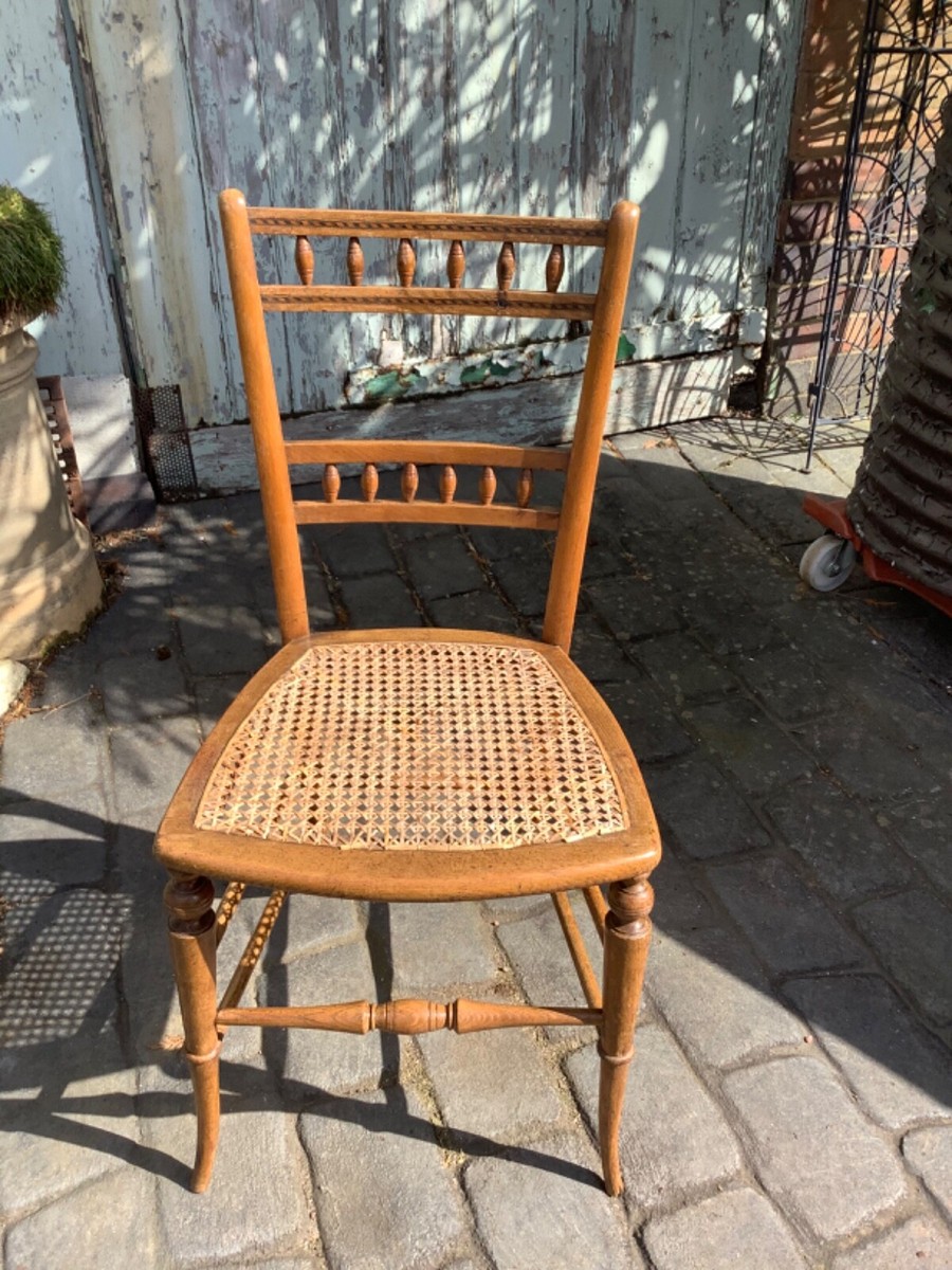 Edwardian Victorian Occasional Wooden Chair Inlaid Marquetry