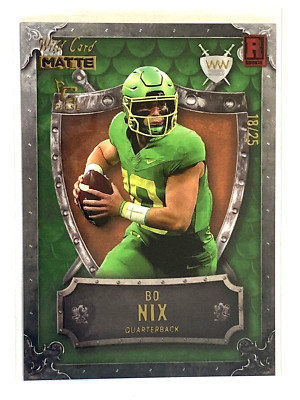 2023 Wild Card Matte Green Shield Weekend Warrior Bo Nix #18/25