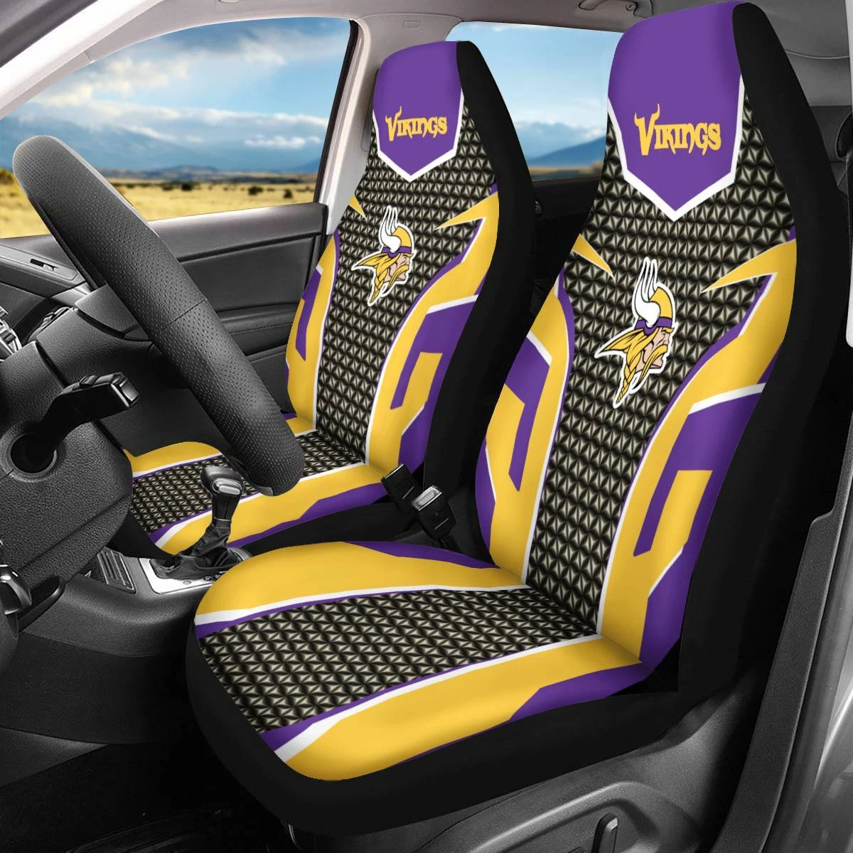 Car Seat Cover Seat Protector 2Pc with Minnesota Vikings
