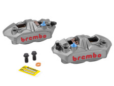 Brembo 108mm M4 Cast Monobloc Caliper Set Front Titanium Gray/Red
