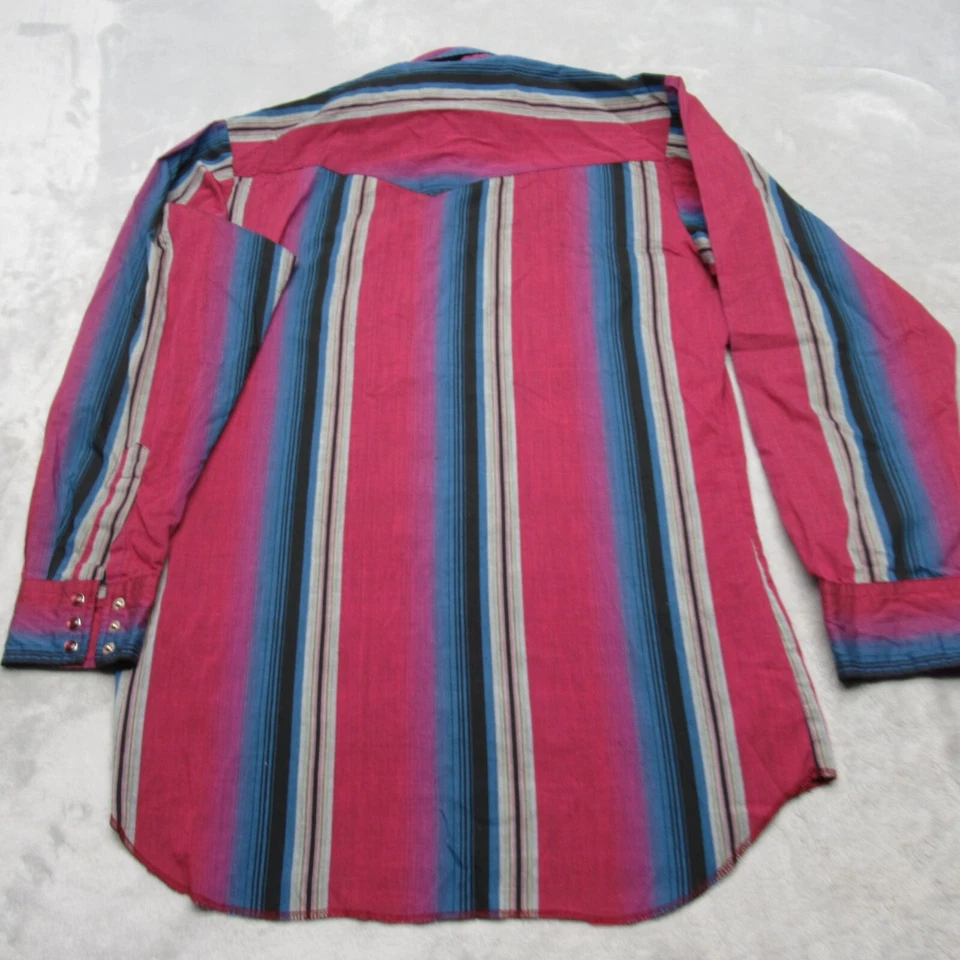 Camisa Rustler de Colección Hombres Grande T Azul Púrpura Rayas Colas Largas Perla A Presión RARA Foto 3 de 4