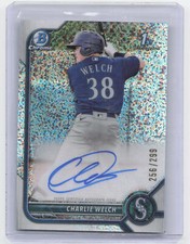 2022 Bowman Chrome #CPA-CW Charlie Welch 1st Chrome Speckle Auto #/299