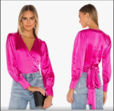 pink satin wrap top