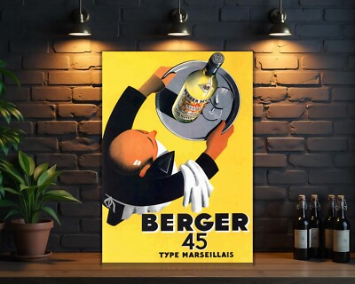 Vintage Berger 45 Aperitif French Heavy Metal Sign