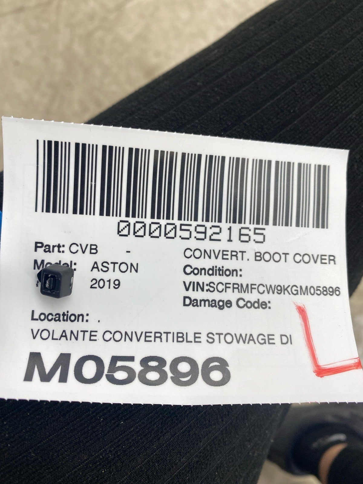 2017-2023 ASTON MARTIN DB11 VOLANTE CONVERTIBLE STOWAGE DIVIDER PARTITION PANEL