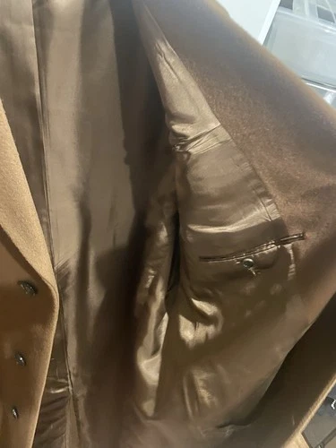 Men’s Size 42 Long Tobacco Color, 100% Wool Coat By Joseph Banks image 3