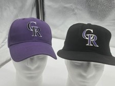 2 Colorado Rockies  Hats NEW ERA 5950 sz 7 Black 2007 World Series & 47 Purple