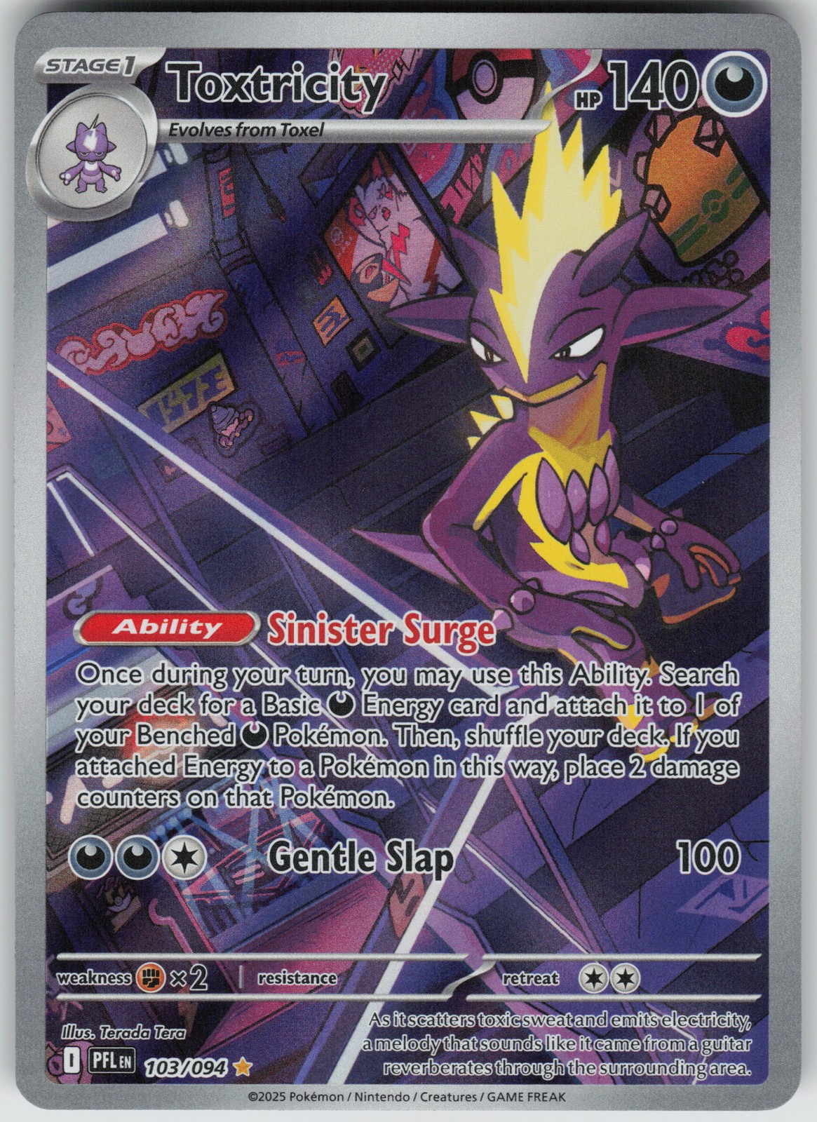 Toxtricity Illustration Rare Holofoil ME02: Phantasmal Flames 103/094 Pokemon ca