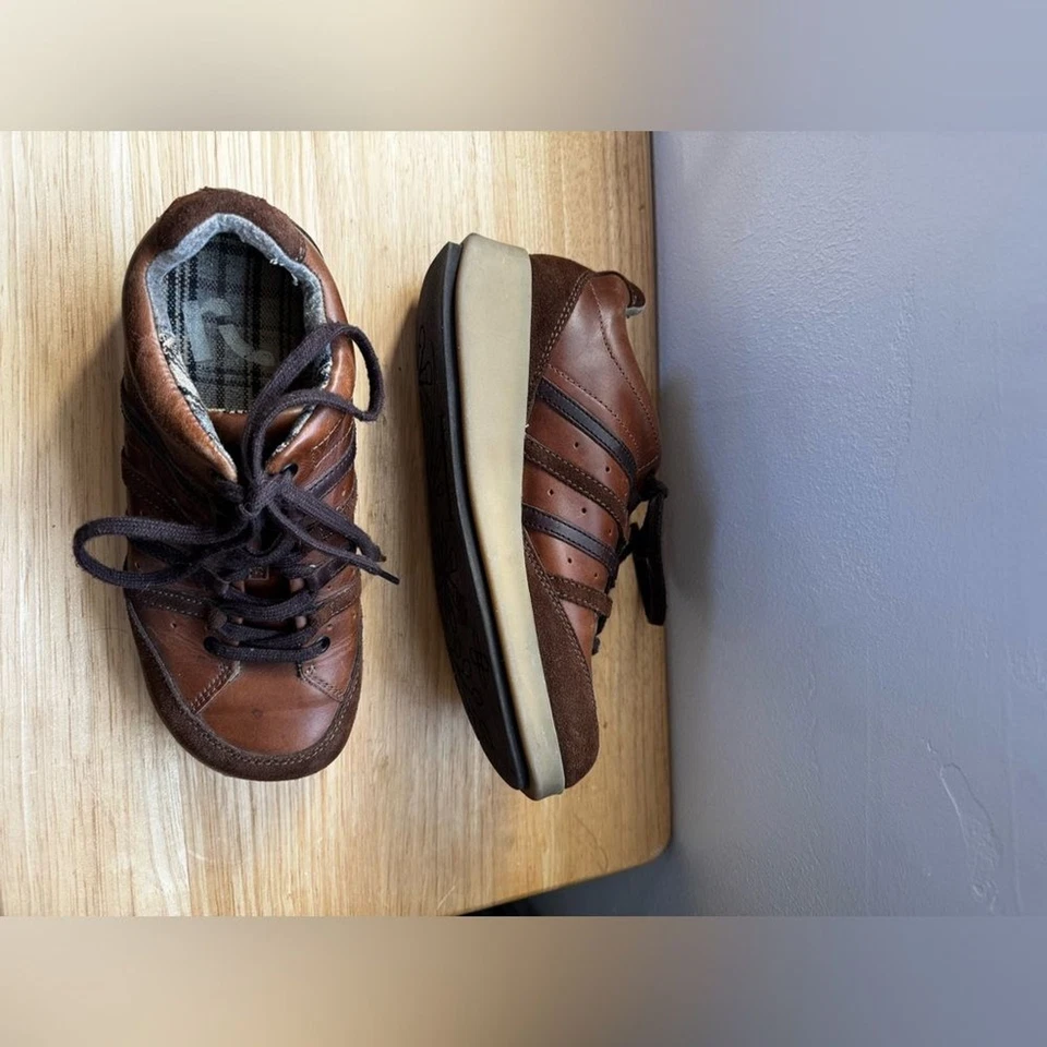 Zapatos Oxford Report Y2K Años 90 Vintage Gruesos Br Talla 8 Cuero Marrón Plataforma Foto 3 de 4