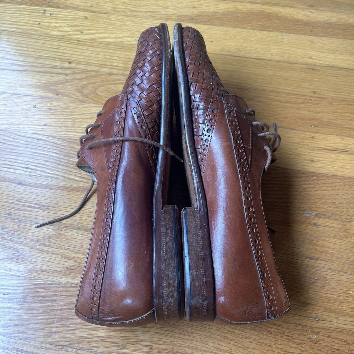 Cable & Co Brown Woven Leather Oxford Shoes Men’s Size 8 Cable &Co Vintage 80s Brown Woven Leather Oxford Shoes Mens  main image 4