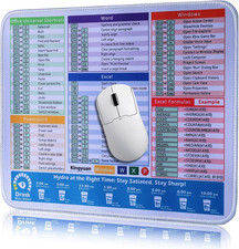 White Mouse Pad for Windows/Excel/Word/Ppt/Office Shortcuts Mousepad, Small Mous