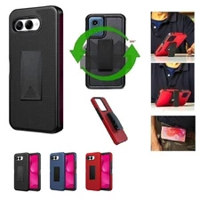 For T-Mobile Revvl 8 5G, Shockproof 360-Degree Rotating Belt Clip Case Cover