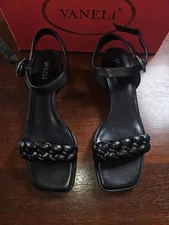 Vaneli Kalee Sandal With Heel In Black Super Nappa New in Box Size 9