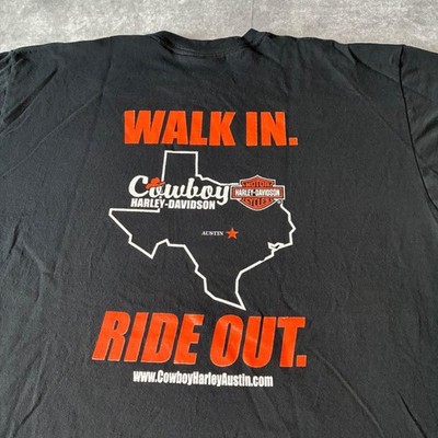 Vintage Harley-Davidson Cowboy Austin Texas T-Shirt Mens XL Black Short Sleeve