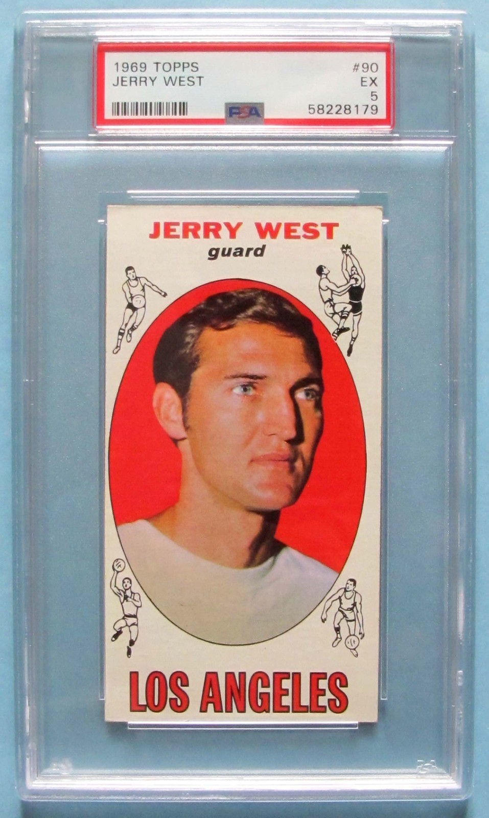 VINTAGE - 1969 - TOPPS - JERRY WEST - LOS ANGELES LAKERS - #90 - PSA 5 - EX