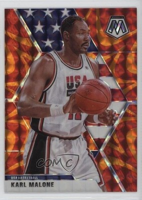2019-20 Panini Mosaic USA Basketball Reactive Orange Prizm Karl Malone HOF 11ba