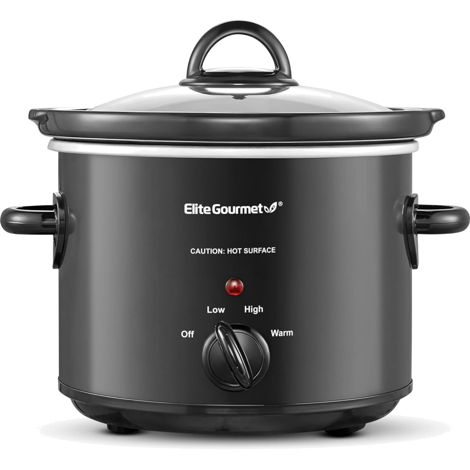 Elegant 3 Quart Electric Slow Cooker with Adjustable Temp & Glass Lid - Black