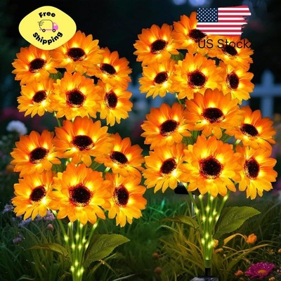 Solar Garden Lights Outdoor,4 Pack Sunflower Lights with 24 Sunflower,Waterproof
