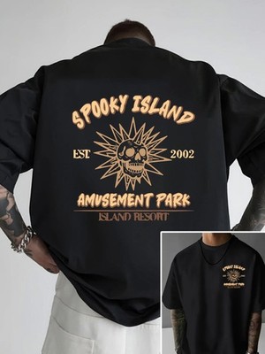Men'S T-Shirt Featuring a Halloween-Themed Double-Sided Print from Ghost Island