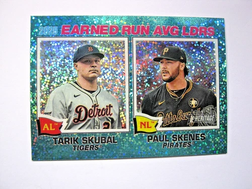 2025 ERA Leaders 2026 Topps Heritage Aqua Sparkle Parallel Card #7 Paul Skenes