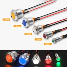 8/12/16/19/22mm Waterproof IP67 Metal LED Indicator Pilot Dash Light Panel Lamp