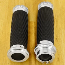 Chrome 1" Motorcycle Handlebar Hand Grips For Harley Road Glide Softail Custom
