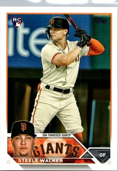 Steele Walker 2023 Topps Series 1 RC/Chrome Platinum RC Giants/Tigers 2-Card Lot - Image 2 of 4