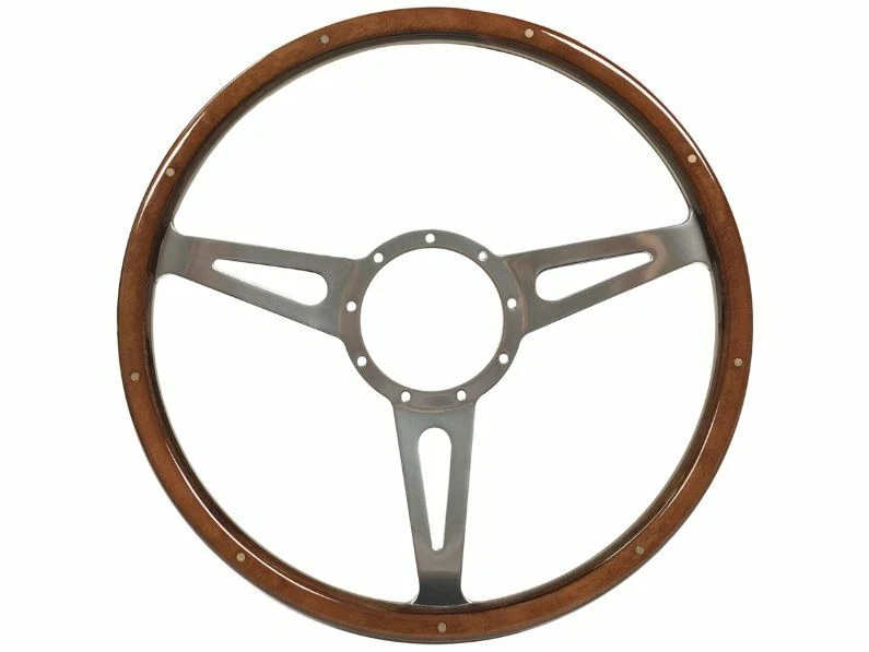15" Polished Walnut Wood Steering Wheel w/ Horn For 1968-1978 Ford Mustang - Image 4 of 4