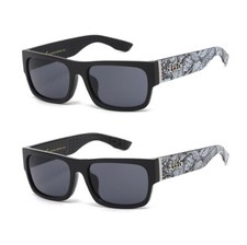 LOCS Sunglasses Graffiti Skull Printed Legs Plastic Frames Dark Lenses Sport Men