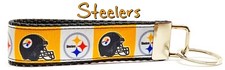 Steelers Key Fob Wristlet Keychain 1"wide Zipper pull Camera strap handmade