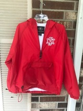Monogrammed Red Half Zip Rain Jacket By Charles River "kbk" Size M